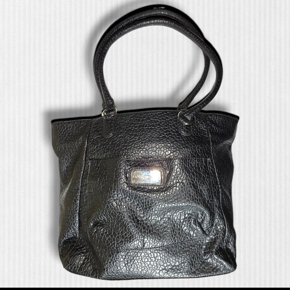 Bandolino Black Pebbled Leather Tote Shoulder Bag